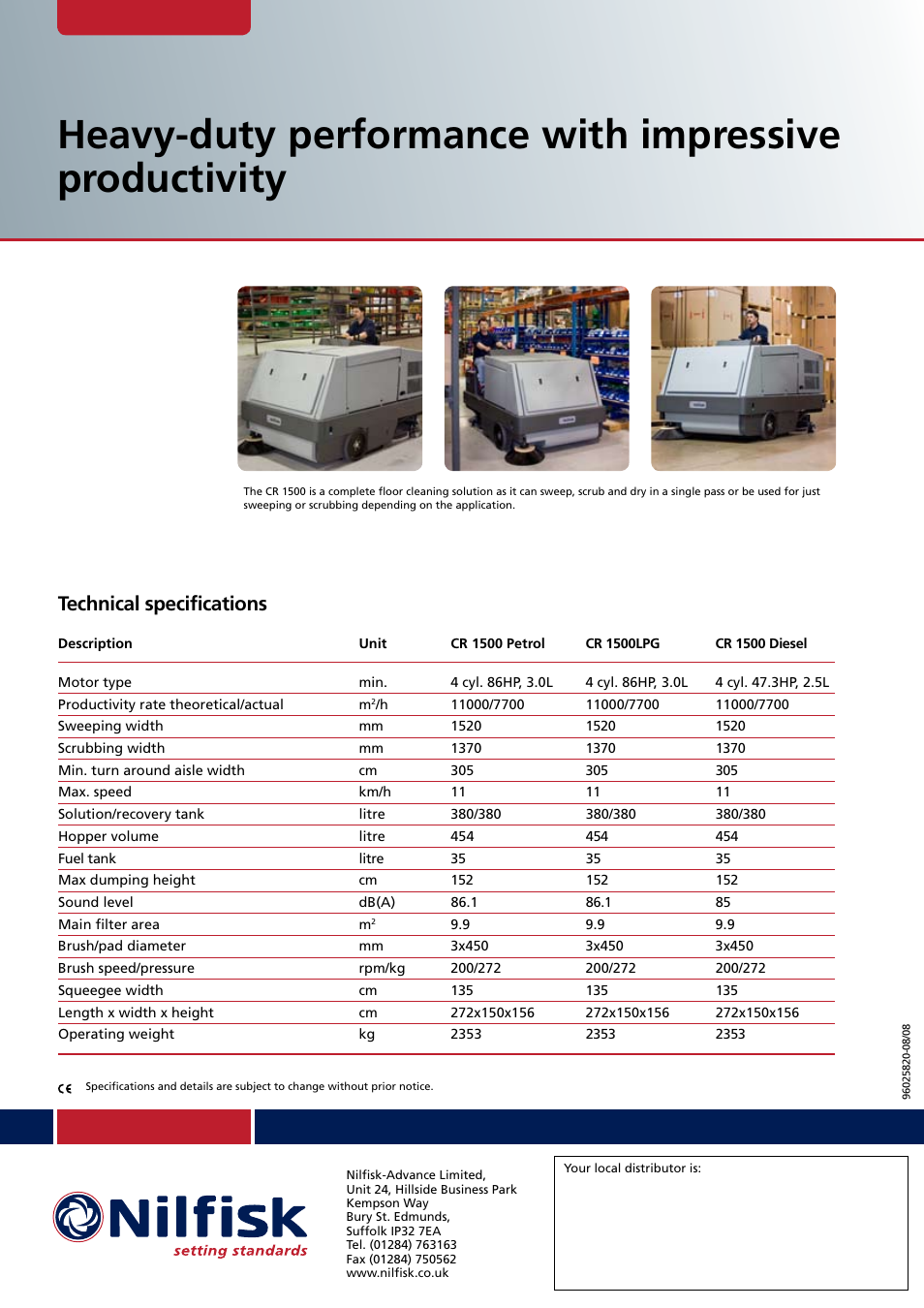 Nilfisk-ALTO CR 1500 Petrol User Manual | 4 pages