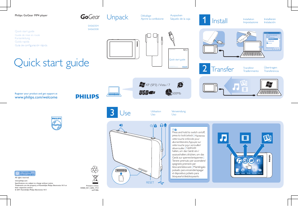 Philips GoGEAR MP3-Video-Player User Manual | 2 pages