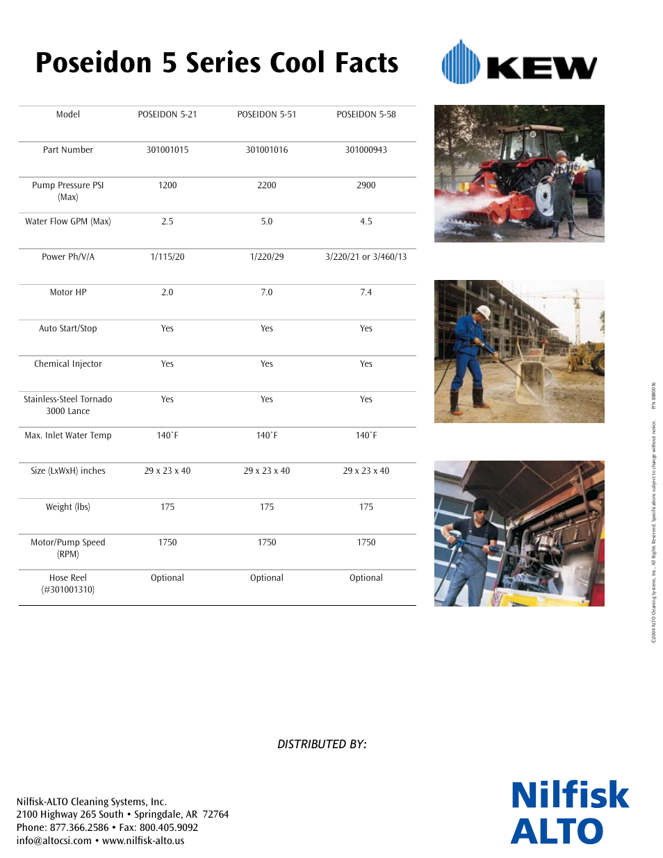 Poseidon 5 series cool facts, Distributed by | Nilfisk-ALTO Poseidon 5 Series User Manual | Page 4 / 4