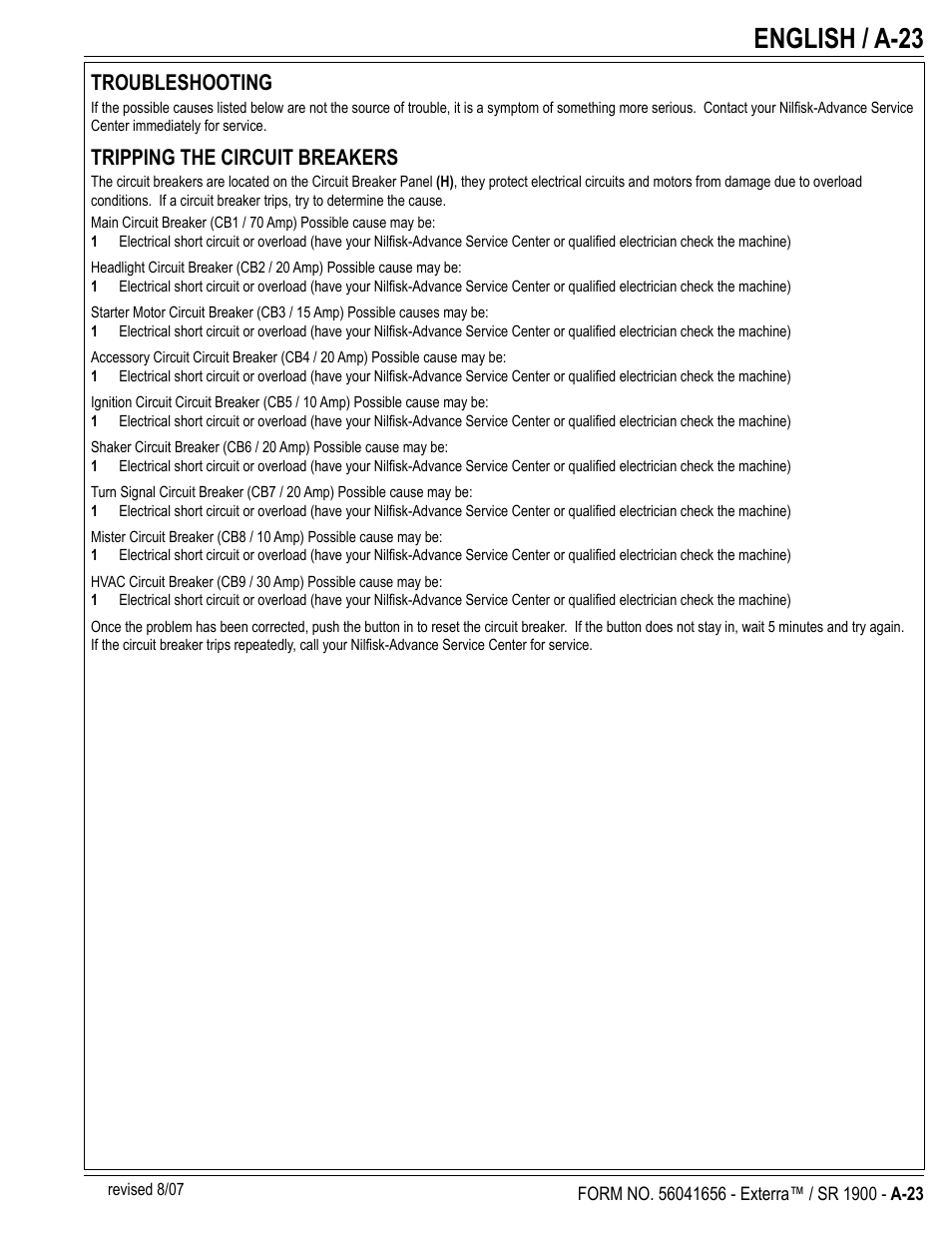 English / a-23 | Nilfisk-ALTO SR 1900 User Manual | Page 23 / 52