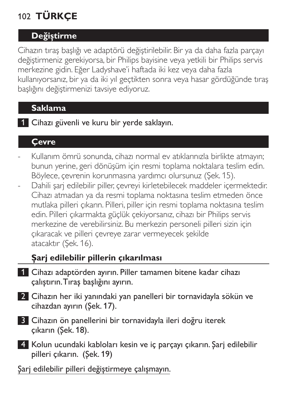 Philips Ladyshave Sensitive User Manual | Page 102 / 116