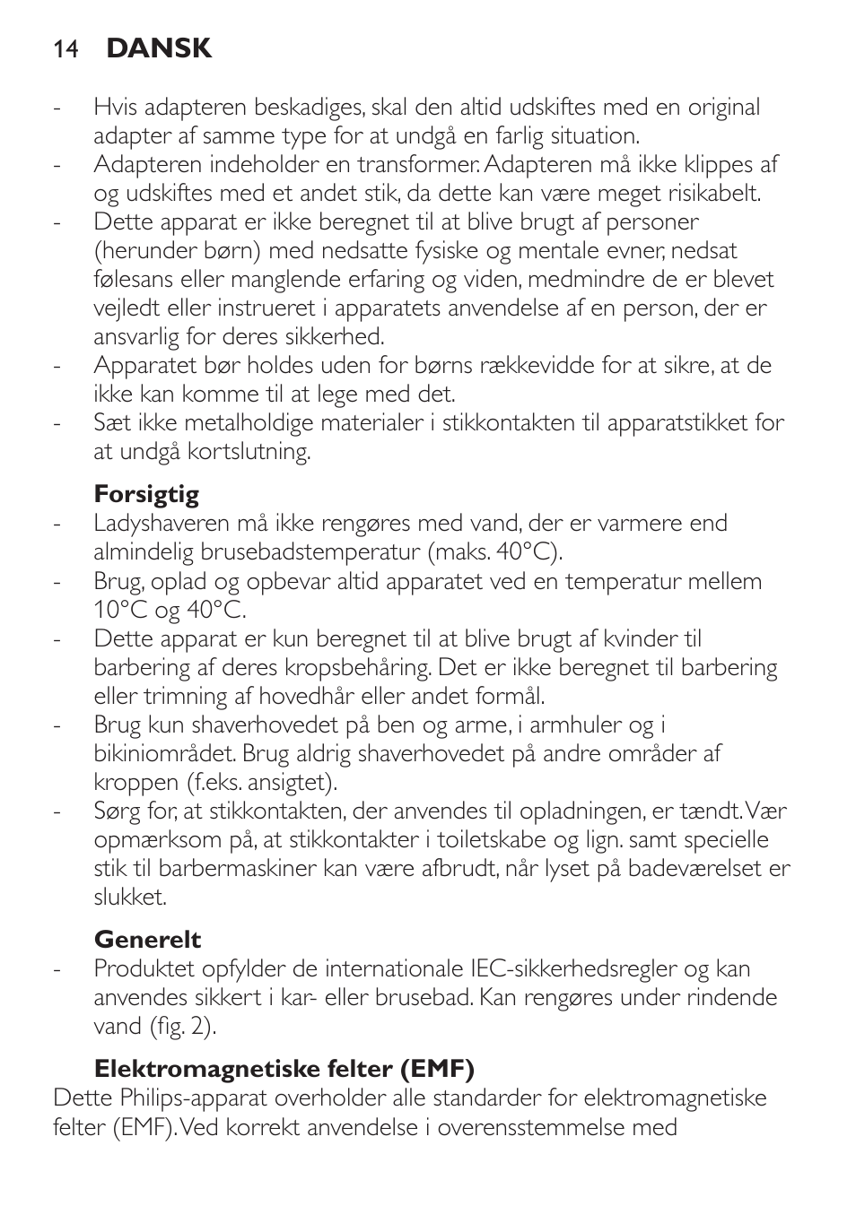 Philips Ladyshave Sensitive User Manual | Page 14 / 116