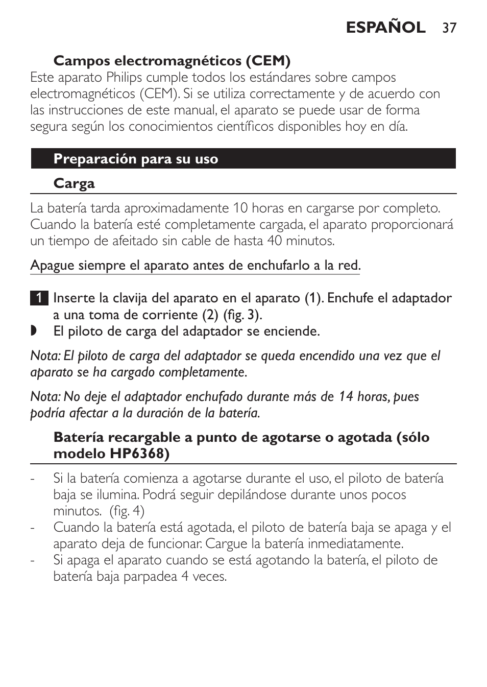 Philips Ladyshave Sensitive User Manual | Page 37 / 116