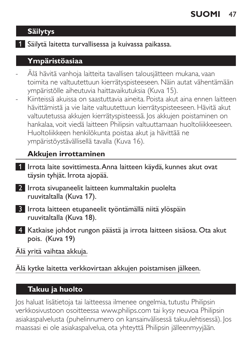 Philips Ladyshave Sensitive User Manual | Page 47 / 116