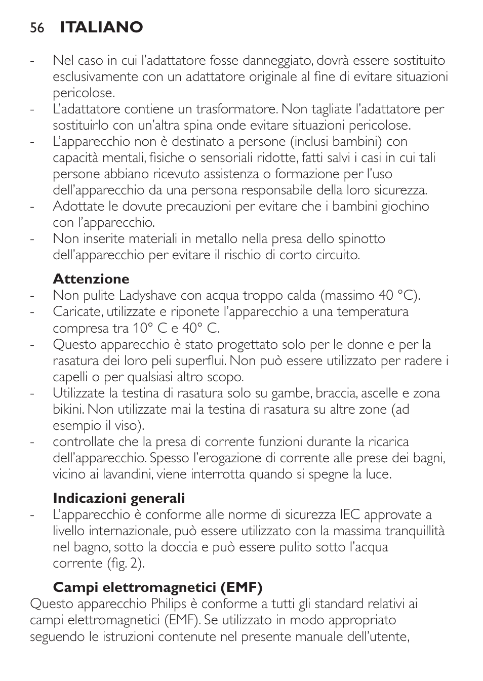 Philips Ladyshave Sensitive User Manual | Page 56 / 116