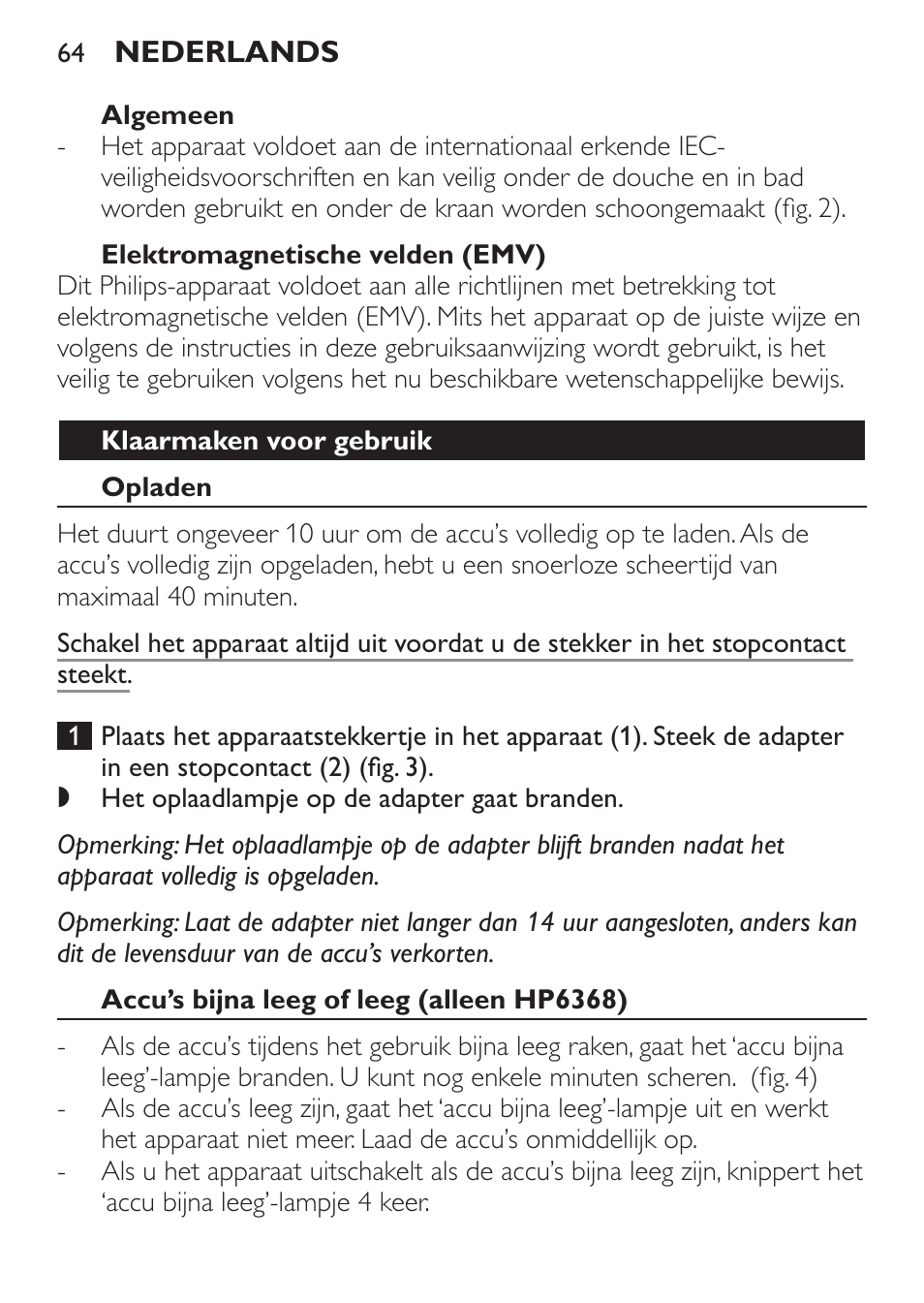 Philips Ladyshave Sensitive User Manual | Page 64 / 116