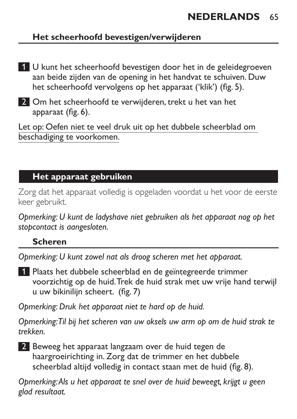 Philips Ladyshave Sensitive User Manual | Page 65 / 116