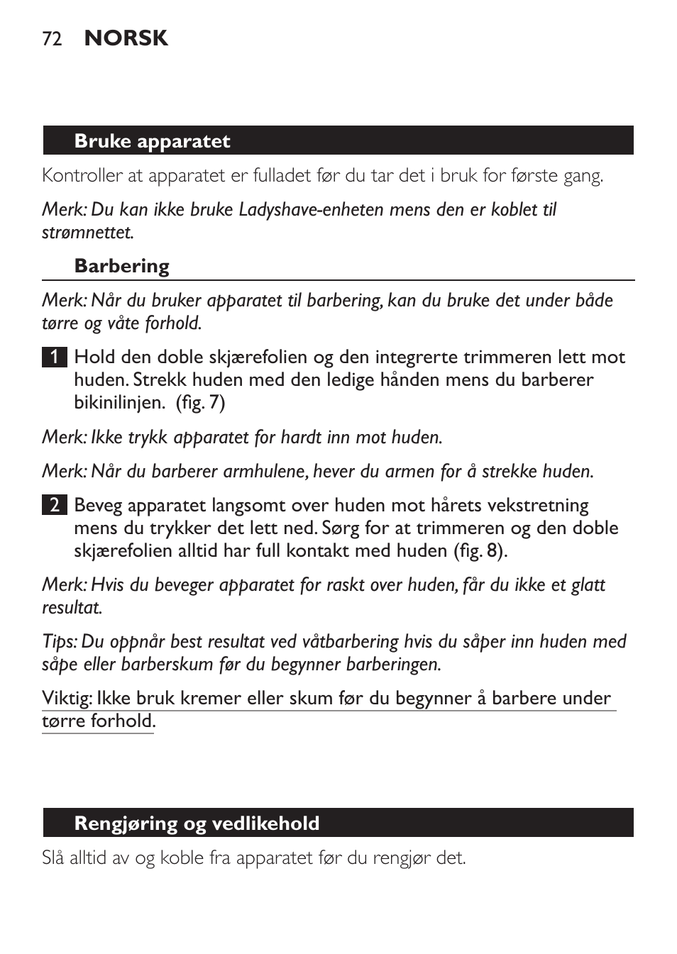 Philips Ladyshave Sensitive User Manual | Page 72 / 116