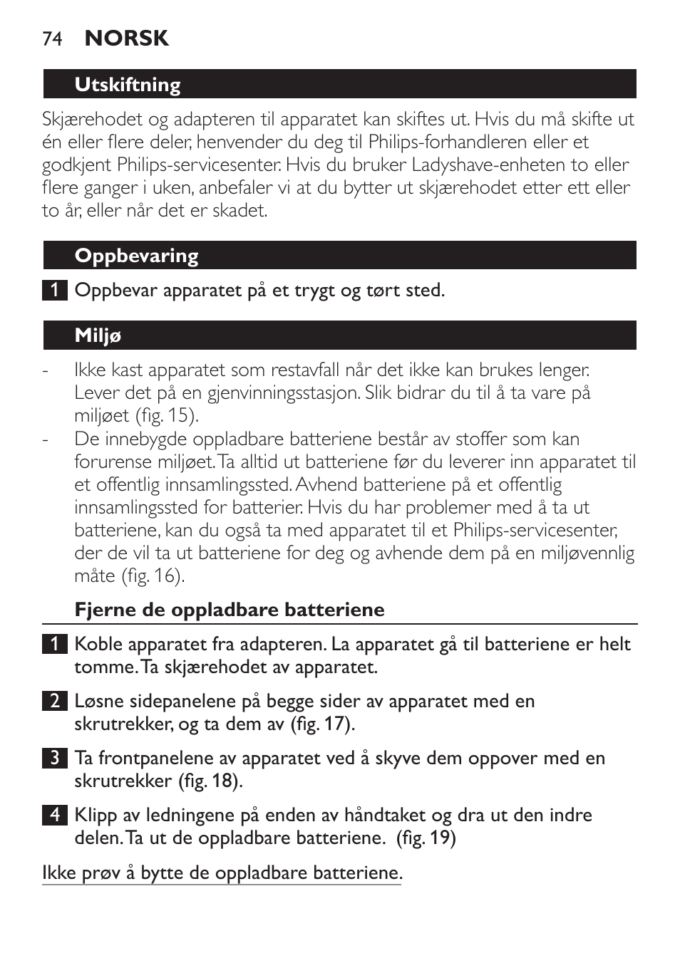 Philips Ladyshave Sensitive User Manual | Page 74 / 116