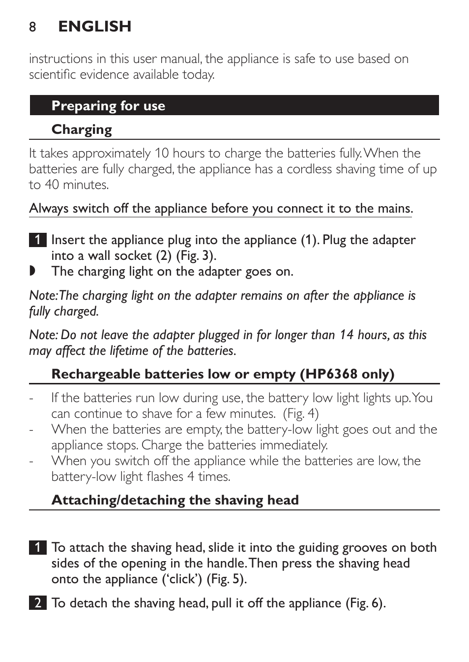 Philips Ladyshave Sensitive User Manual | Page 8 / 116