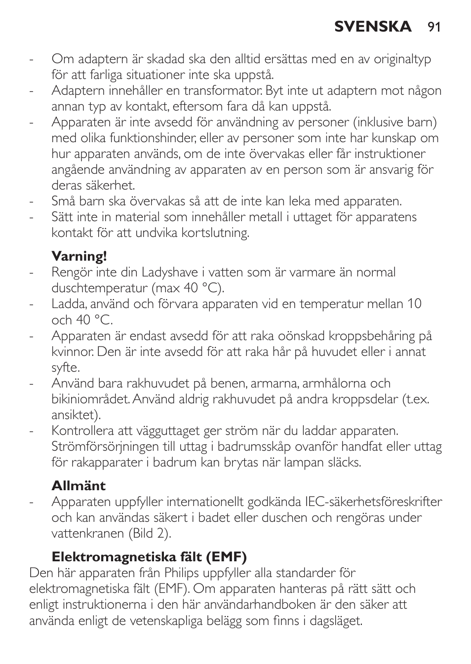 Philips Ladyshave Sensitive User Manual | Page 91 / 116