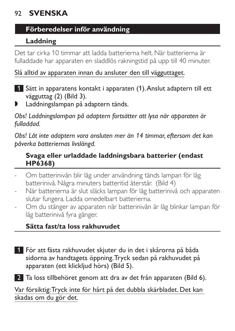 Philips Ladyshave Sensitive User Manual | Page 92 / 116