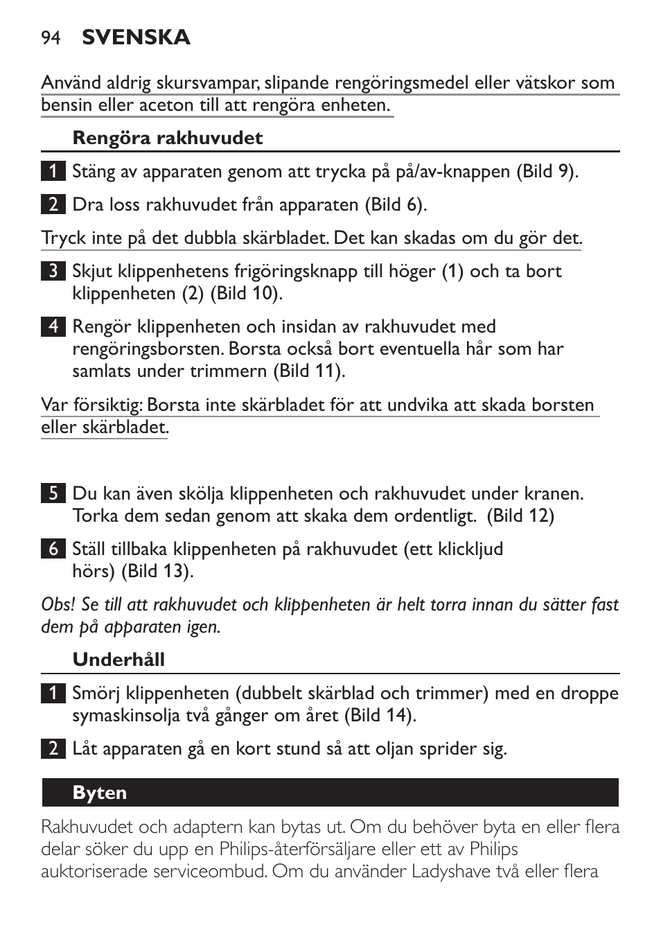 Philips Ladyshave Sensitive User Manual | Page 94 / 116