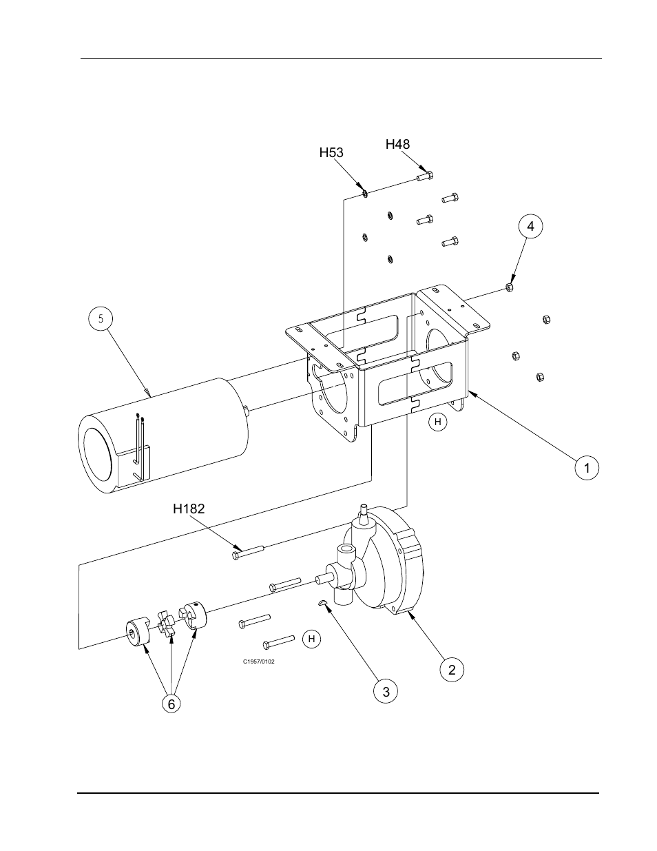 Hydraulic motor and pump assembly - exploded view | Nilfisk-ALTO 2000 User Manual | Page 107 / 157