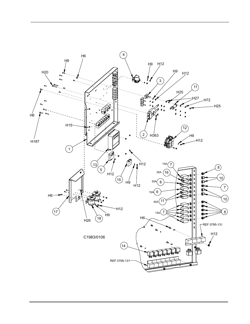 Power panel (36v) - exploded view | Nilfisk-ALTO 2000 User Manual | Page 115 / 157