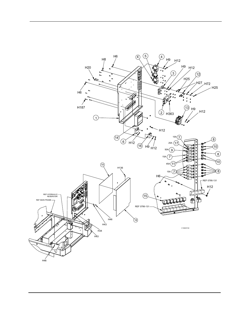 Electrical power panel (36v) - exploded view | Nilfisk-ALTO 2000 User Manual | Page 123 / 157