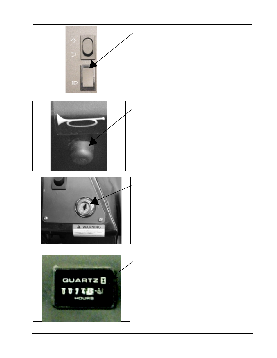 Operation of controls and gauges, Light switch, Horn button | Key switch, Hour meter | Nilfisk-ALTO 2000 User Manual | Page 16 / 157