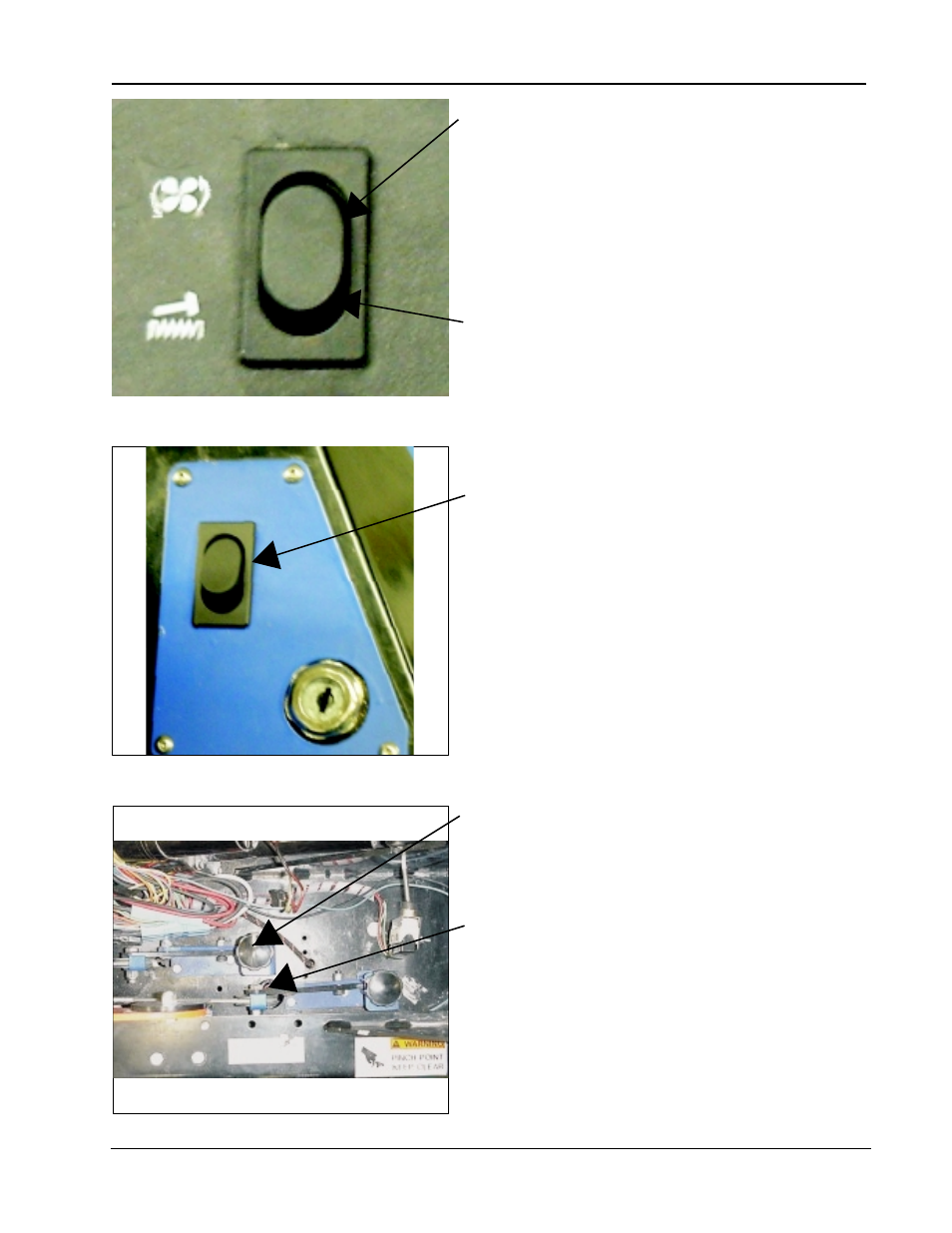 Filter shaker switch, Dust control switch, Side broom and main broom switch | Main broom adjustment, Side broom adjustment | Nilfisk-ALTO 2000 User Manual | Page 18 / 157