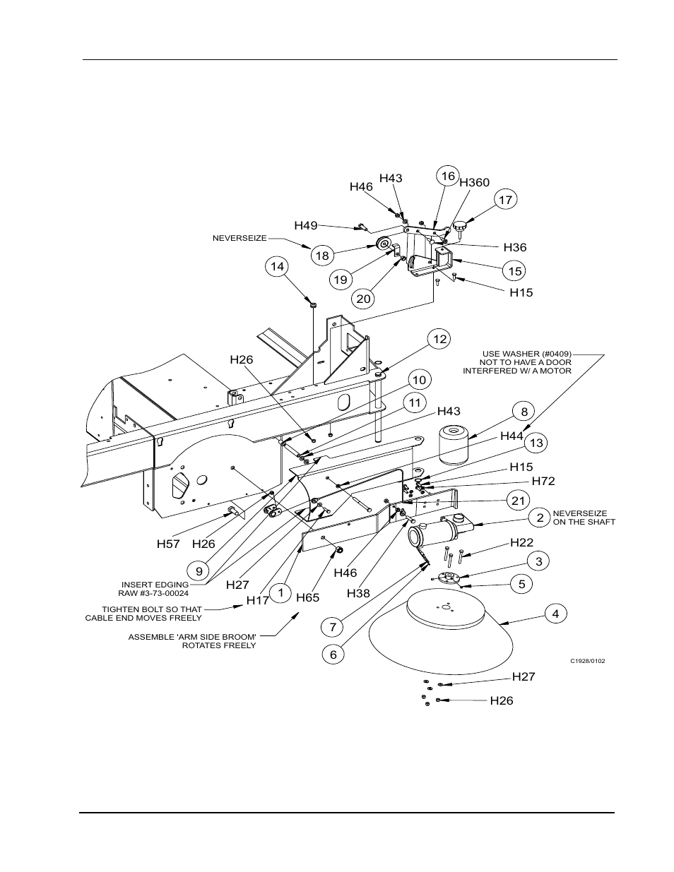 Side broom (12 & 36v) - exploded view | Nilfisk-ALTO 2000 User Manual | Page 59 / 157