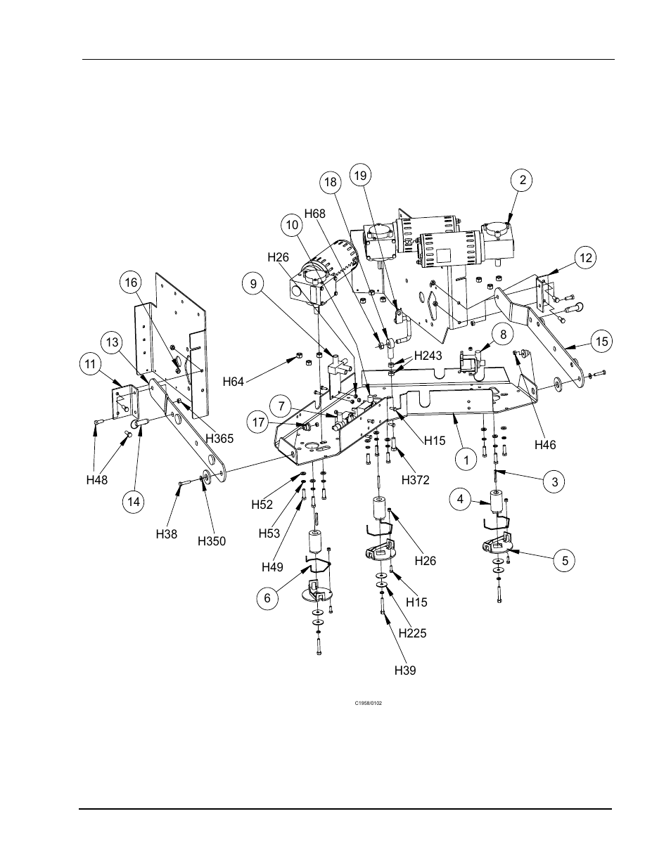 Scrub deck assembly (46”) - exploded view | Nilfisk-ALTO 2000 User Manual | Page 69 / 157