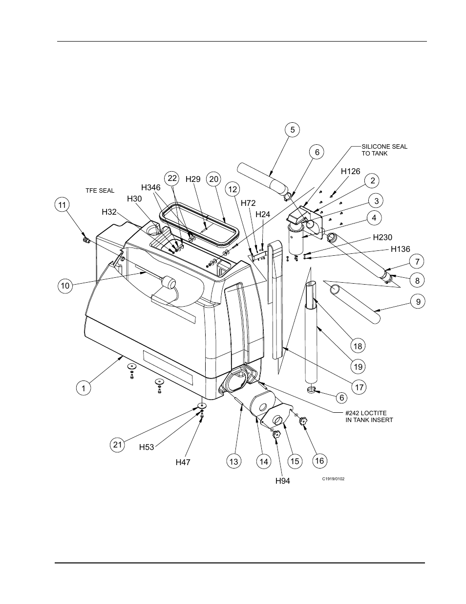Recovery tank - exploded view | Nilfisk-ALTO 2000 User Manual | Page 85 / 157