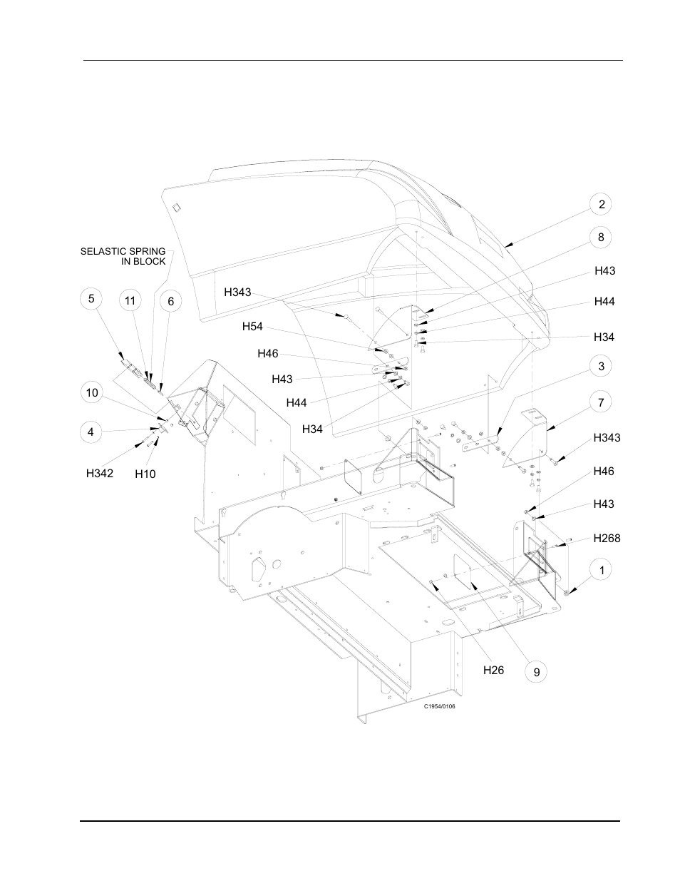 Front cover and latch assembly - exploded view | Nilfisk-ALTO 2000 User Manual | Page 95 / 157