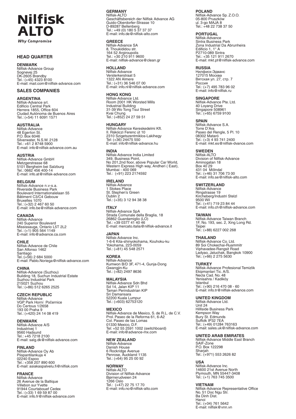 Nilfisk-ALTO NEPTUNE 8 User Manual | Page 21 / 21