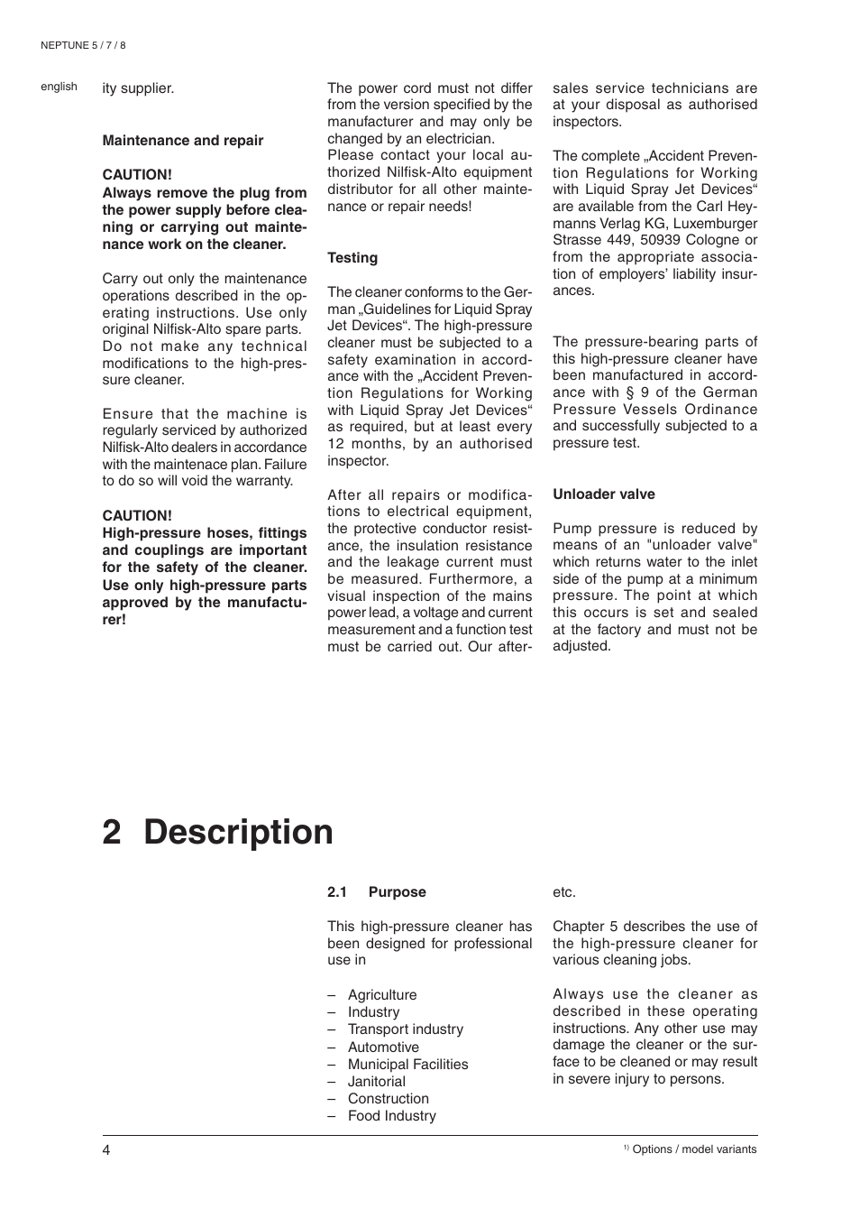 2 description | Nilfisk-ALTO NEPTUNE 8 User Manual | Page 6 / 21