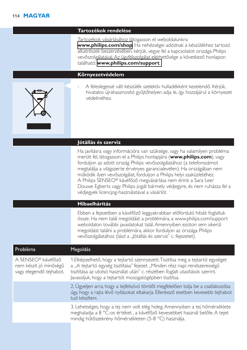 Philips SENSEO® Kaffeepadmaschine User Manual | Page 114 / 162