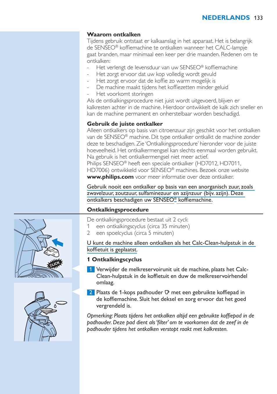 Philips SENSEO® Kaffeepadmaschine User Manual | Page 133 / 162