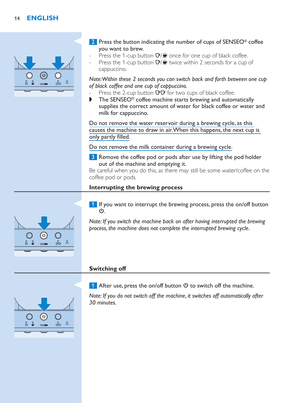Philips SENSEO® Kaffeepadmaschine User Manual | Page 14 / 162