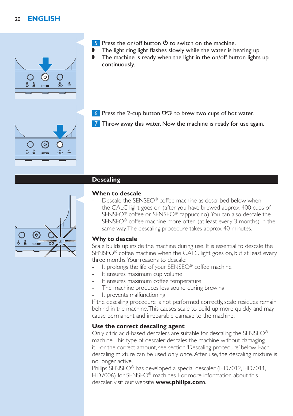 Philips SENSEO® Kaffeepadmaschine User Manual | Page 20 / 162