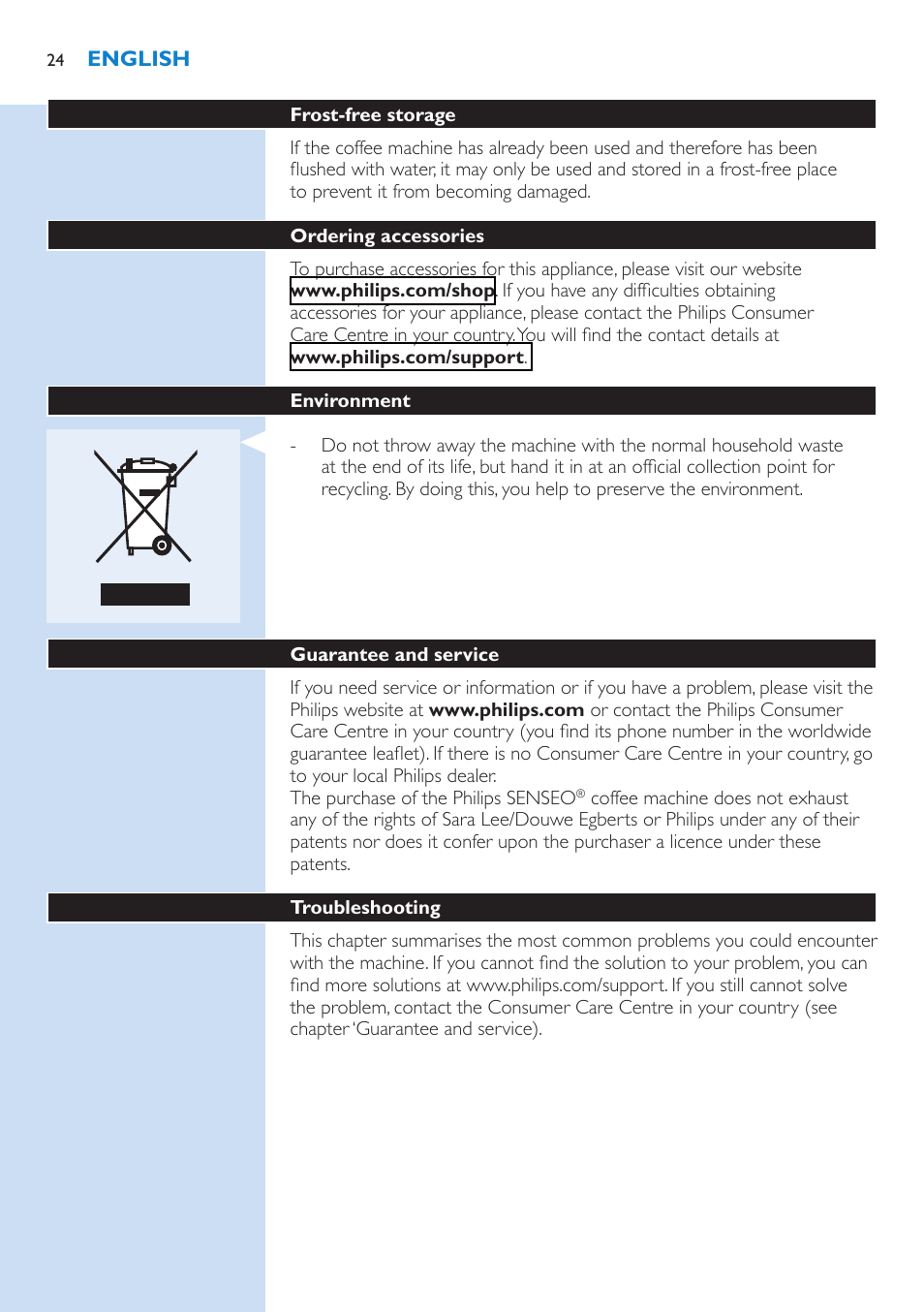 Philips SENSEO® Kaffeepadmaschine User Manual | Page 24 / 162