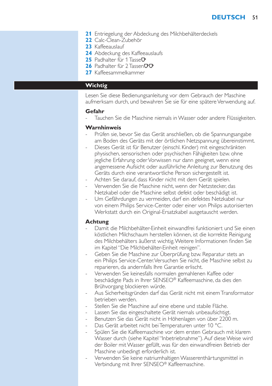 Philips SENSEO® Kaffeepadmaschine User Manual | Page 51 / 162