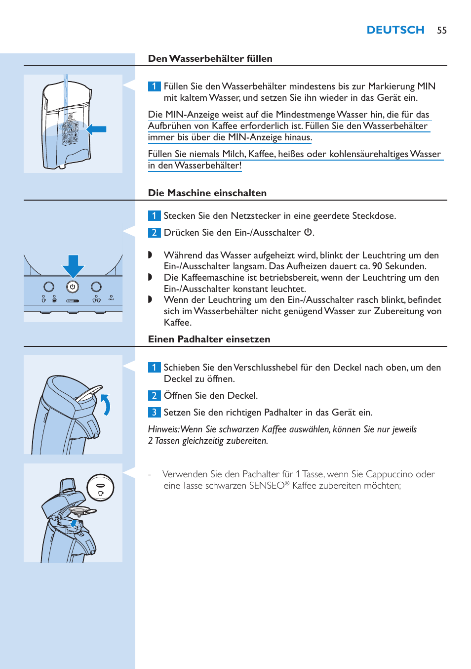 Philips SENSEO® Kaffeepadmaschine User Manual | Page 55 / 162
