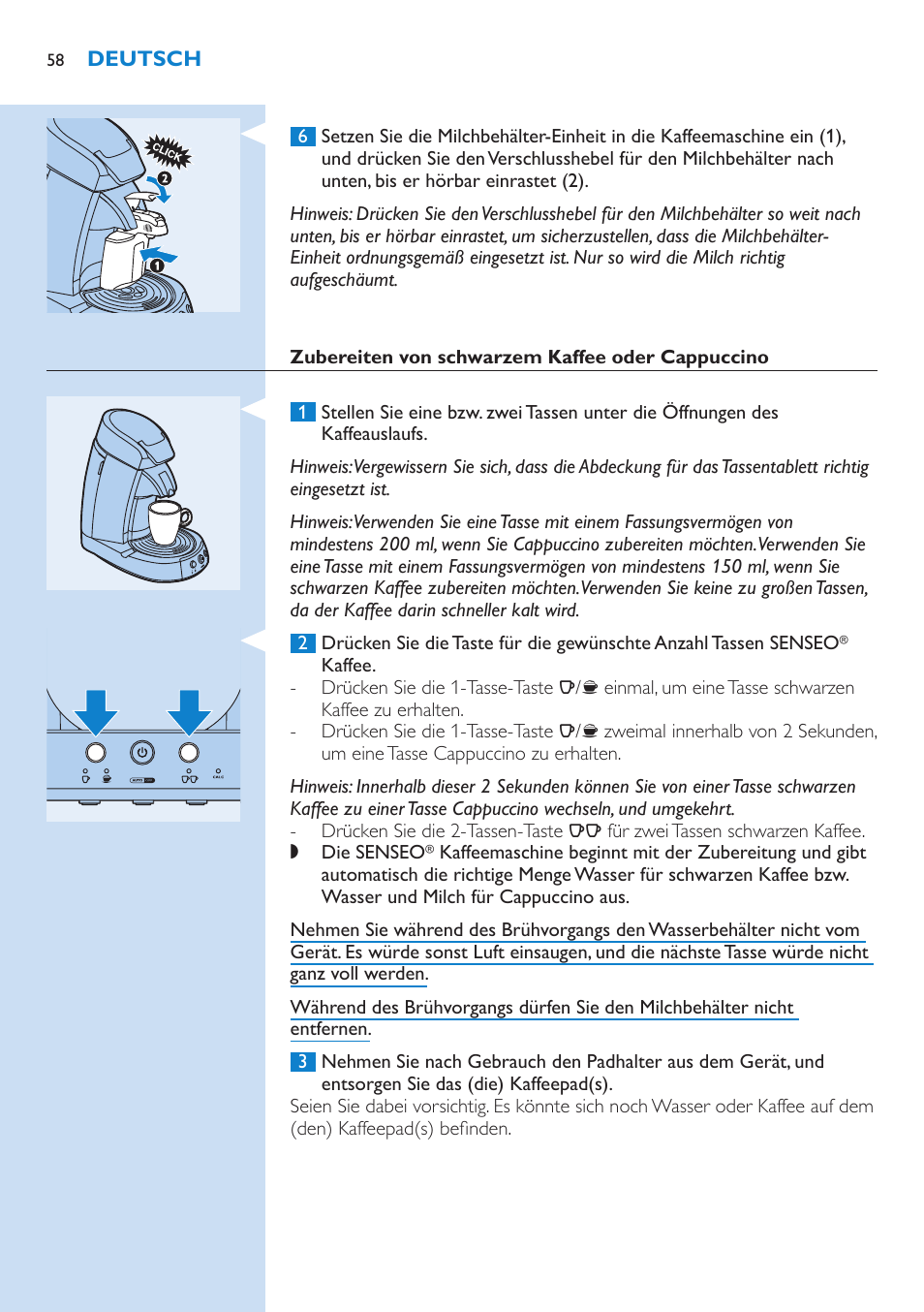 Philips SENSEO® Kaffeepadmaschine User Manual | Page 58 / 162