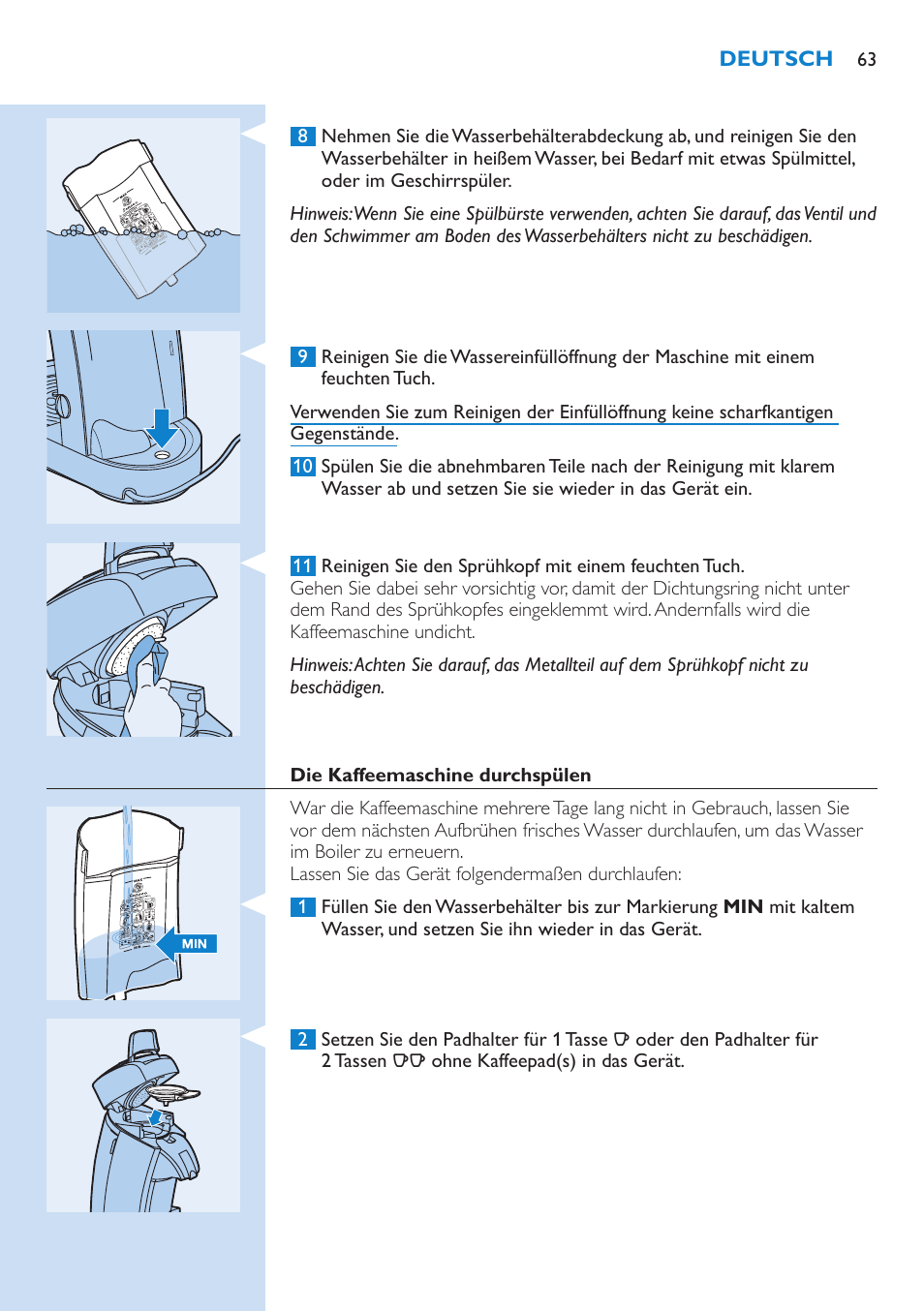 Philips SENSEO® Kaffeepadmaschine User Manual | Page 63 / 162