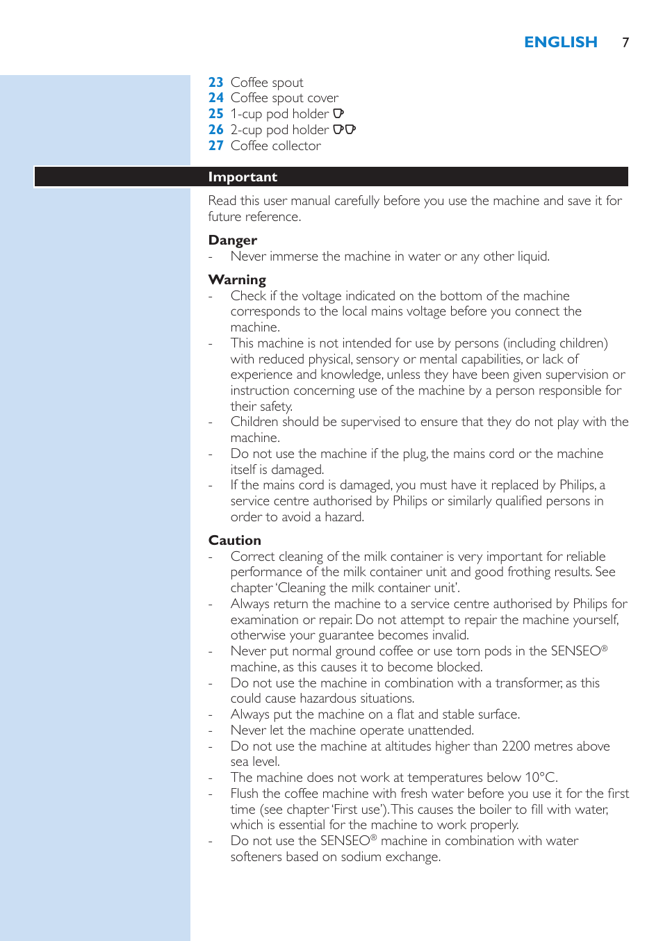 Philips SENSEO® Kaffeepadmaschine User Manual | Page 7 / 162