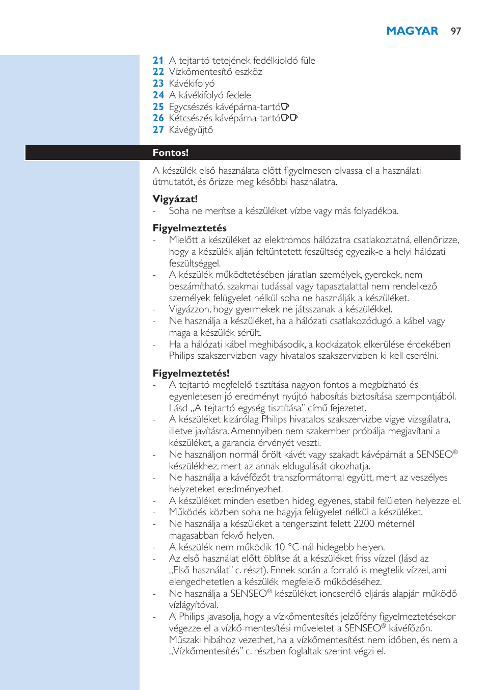 Philips SENSEO® Kaffeepadmaschine User Manual | Page 97 / 162