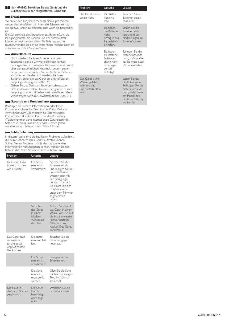 Philips Ladyshave User Manual | Page 5 / 11