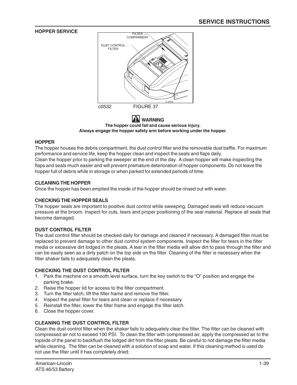 Service instructions | Nilfisk-ALTO ATS 46/53 User Manual | Page 39 / 49