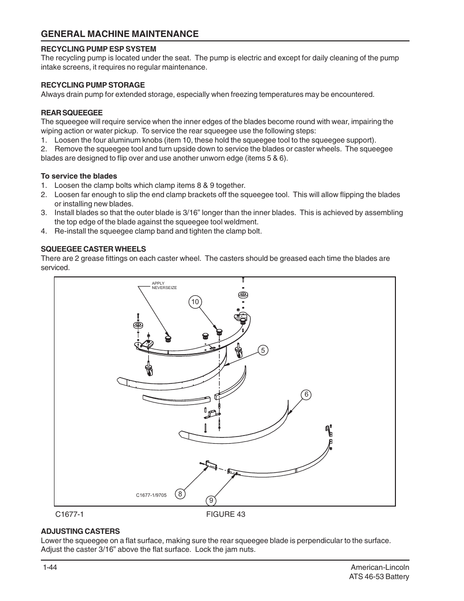 General machine maintenance | Nilfisk-ALTO ATS 46/53 User Manual | Page 44 / 49