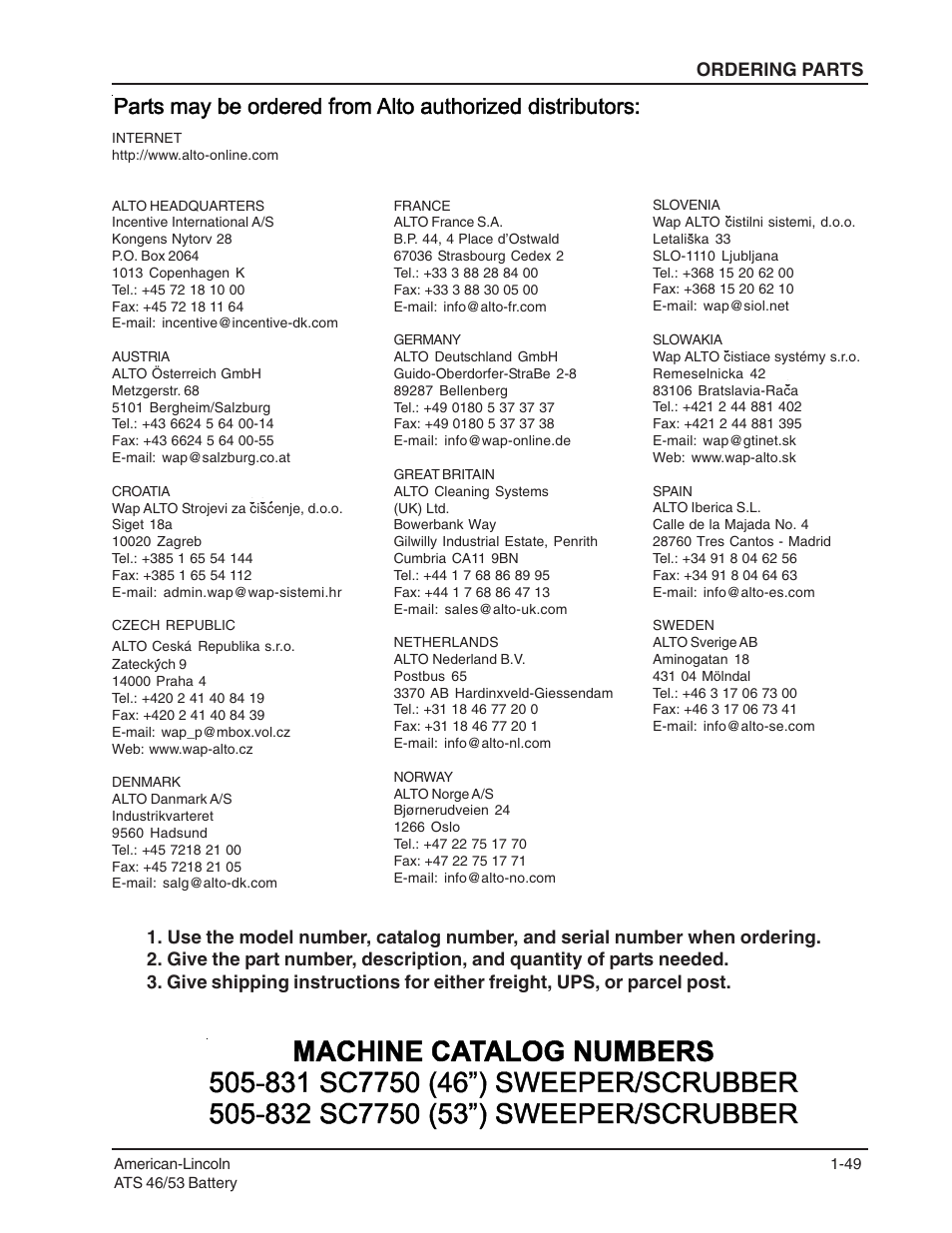 Nilfisk-ALTO ATS 46/53 User Manual | Page 49 / 49