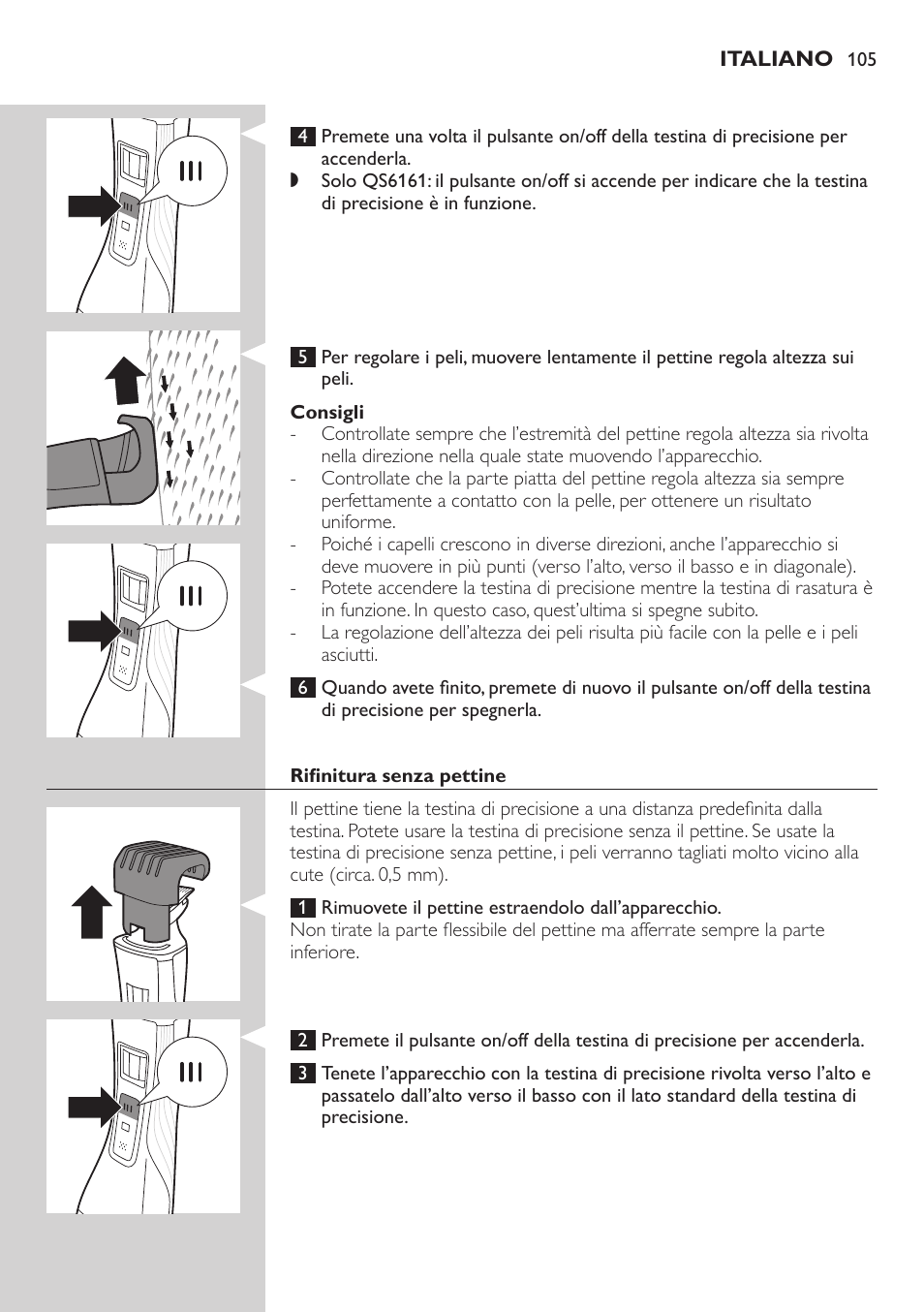 Philips StyleShaver Wasserdichter Rasierer und Styler User Manual | Page 105 / 182