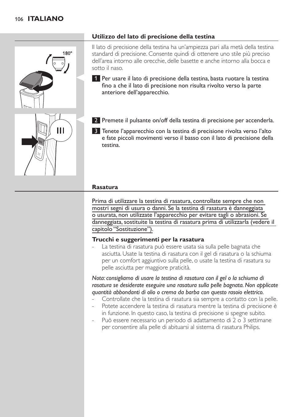 Philips StyleShaver Wasserdichter Rasierer und Styler User Manual | Page 106 / 182