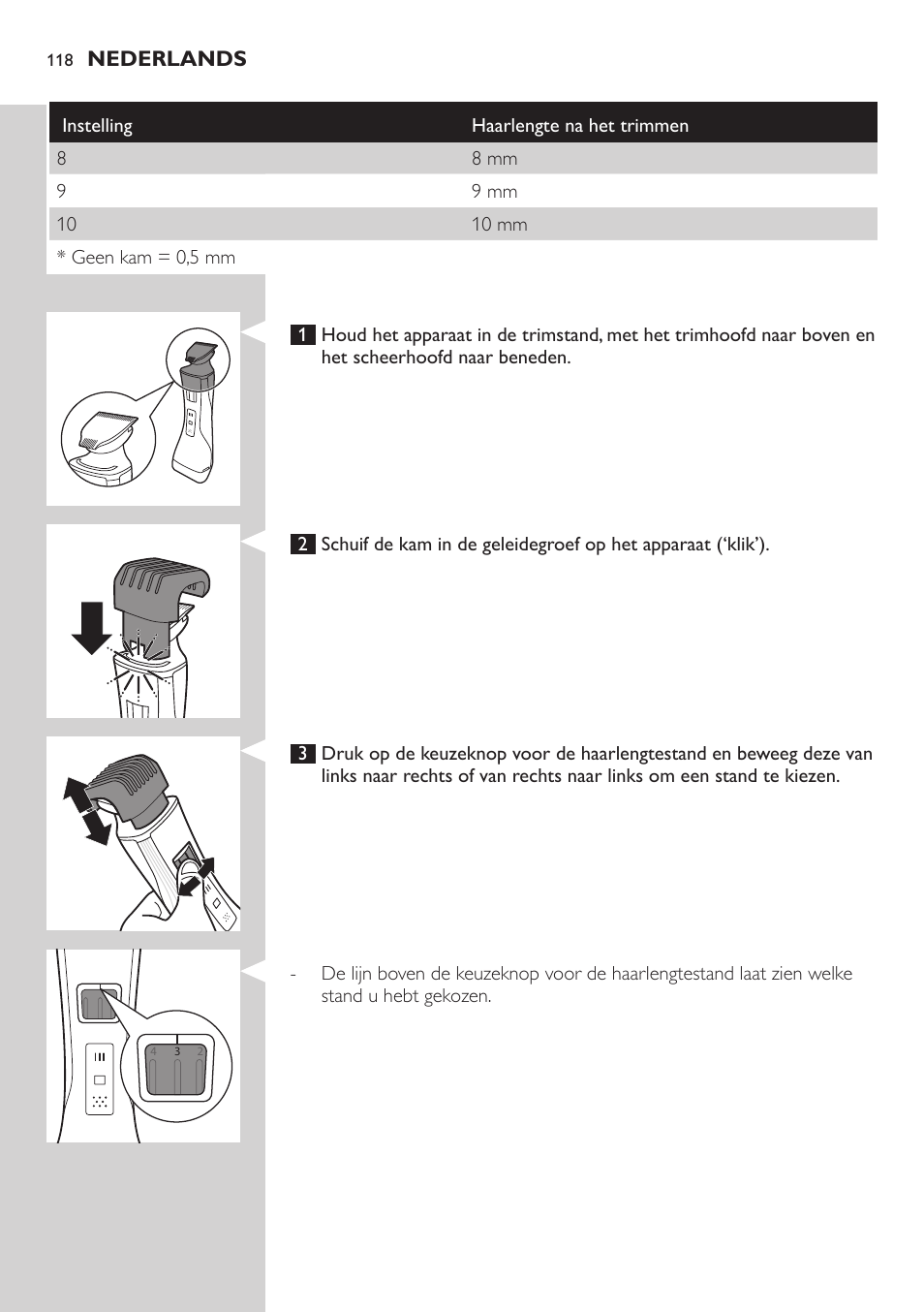 Philips StyleShaver Wasserdichter Rasierer und Styler User Manual | Page 118 / 182