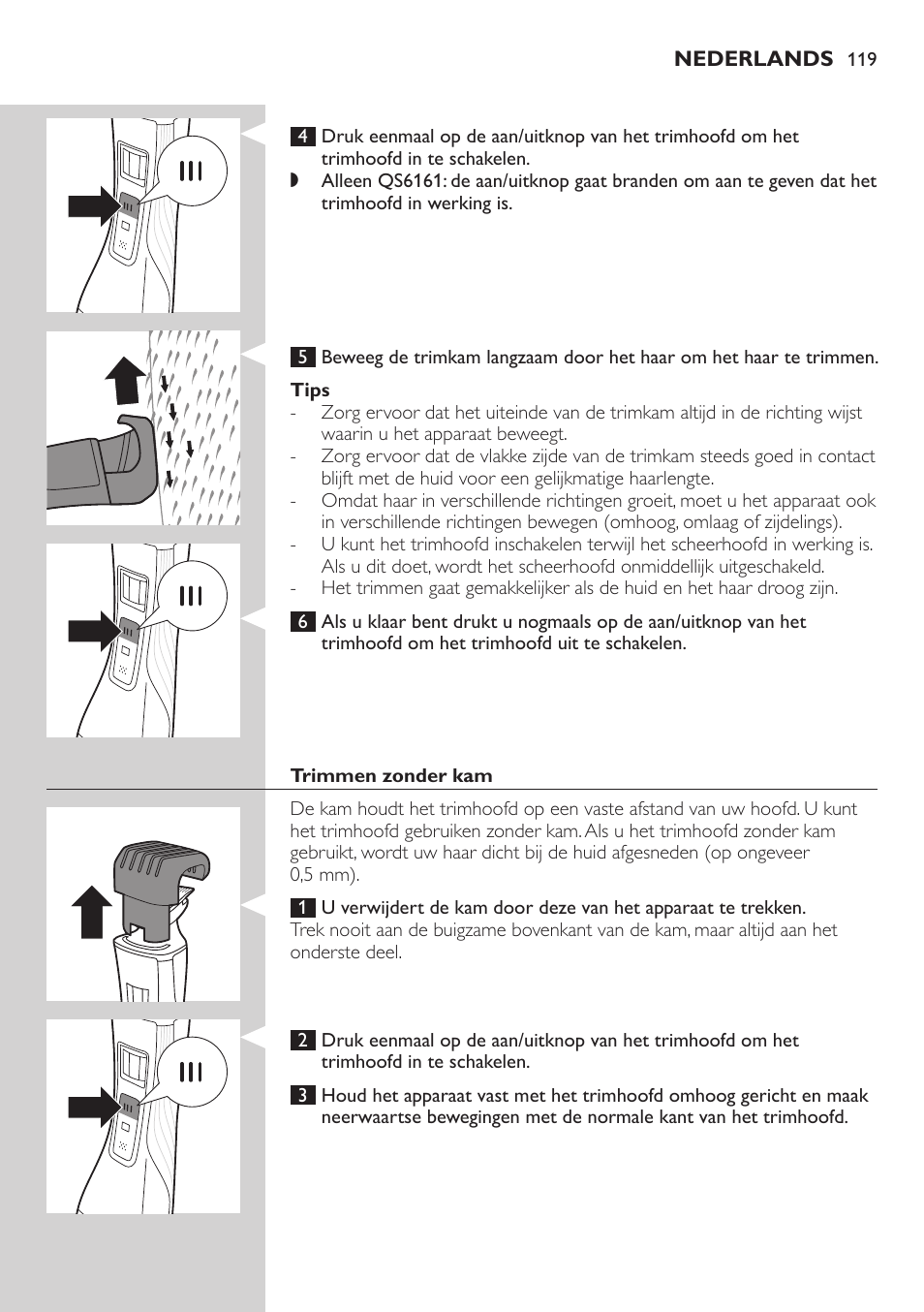 Philips StyleShaver Wasserdichter Rasierer und Styler User Manual | Page 119 / 182