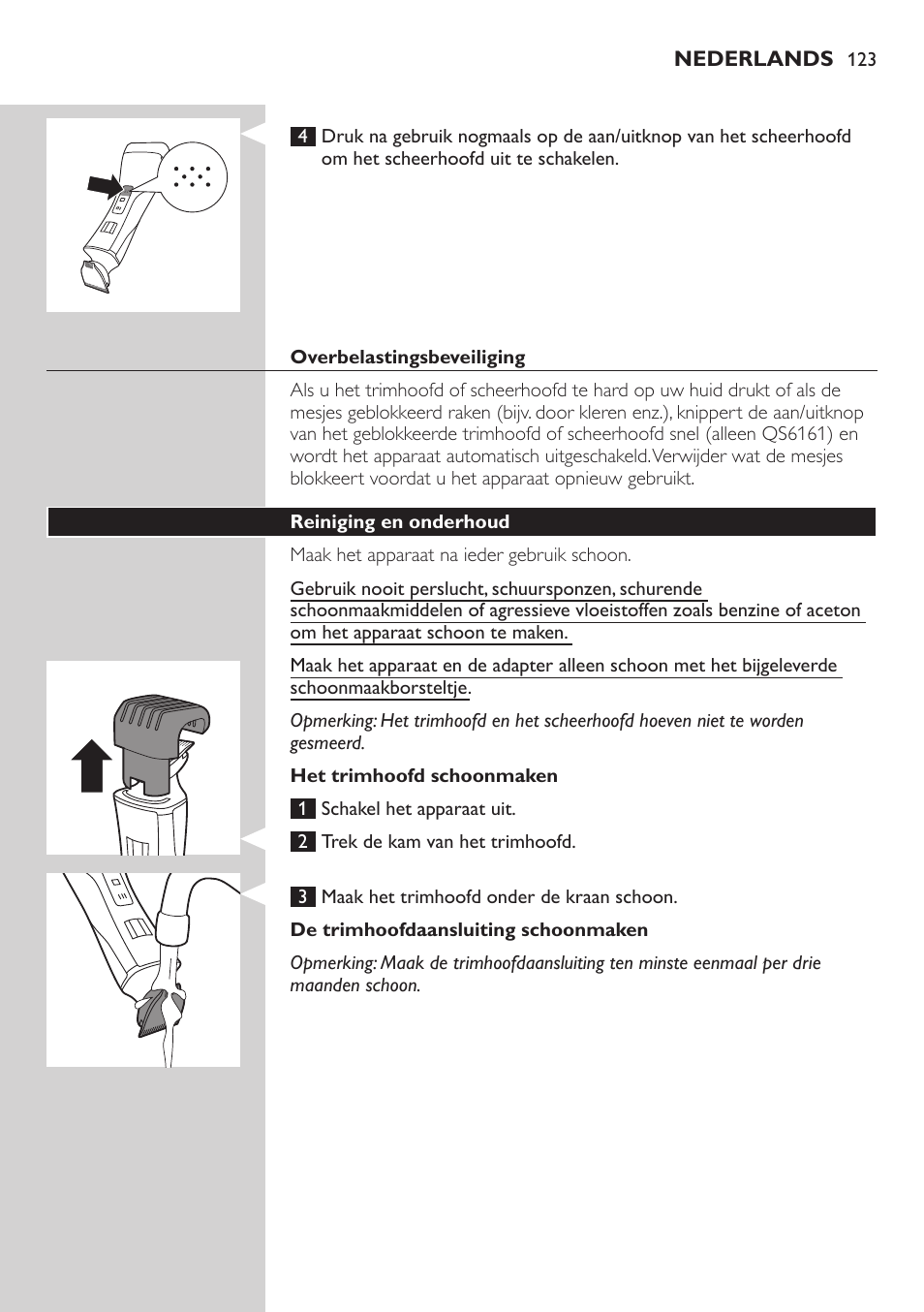 Philips StyleShaver Wasserdichter Rasierer und Styler User Manual | Page 123 / 182