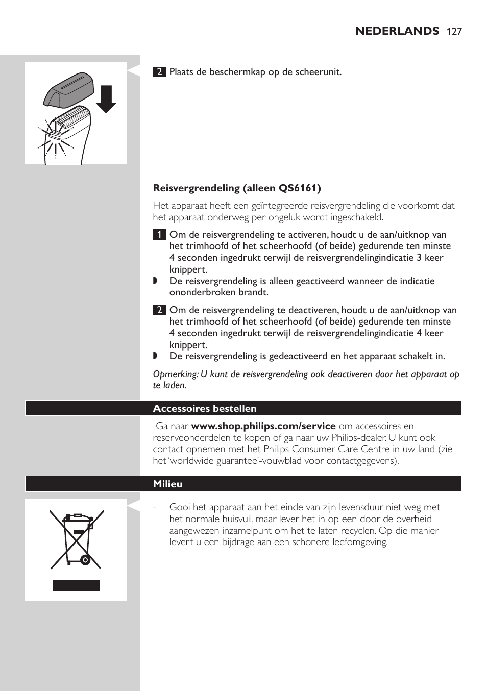 Philips StyleShaver Wasserdichter Rasierer und Styler User Manual | Page 127 / 182