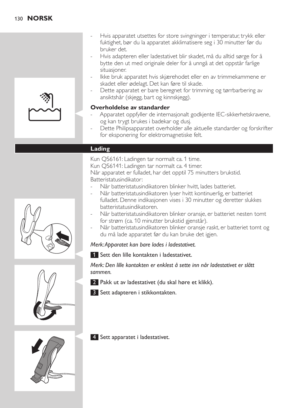 Philips StyleShaver Wasserdichter Rasierer und Styler User Manual | Page 130 / 182